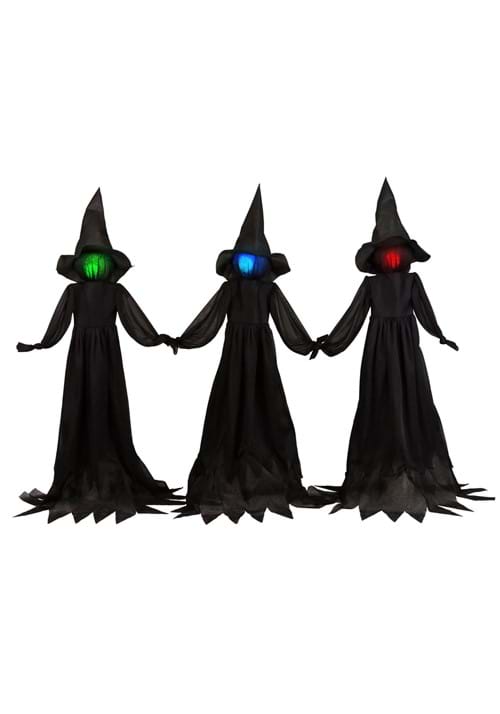 4FT Light-Up Witch Trio - Spooky Hand in Hand Outdoor Decor