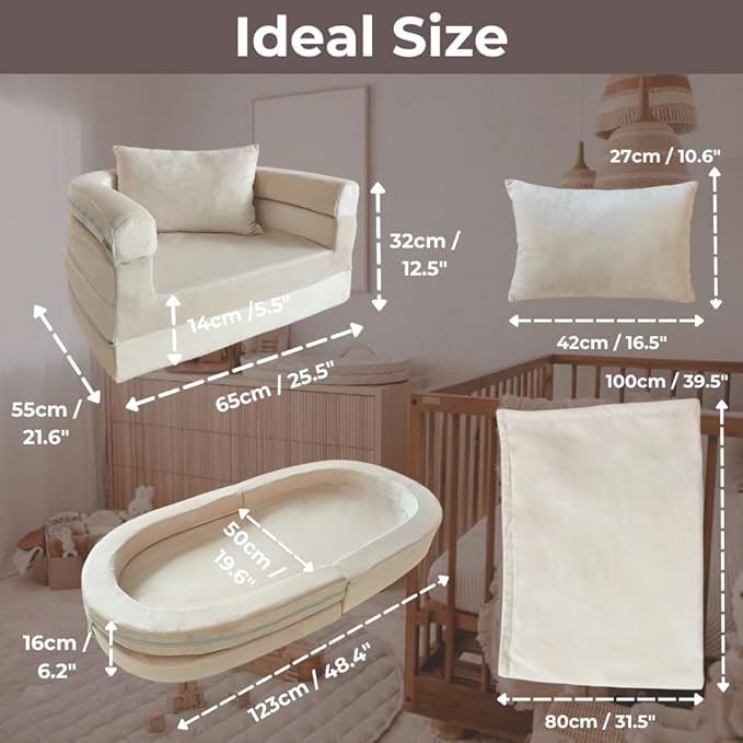 3-in-1 Convertible Kids Foam Couch with Pillow & Blanket - No Assembly Needed