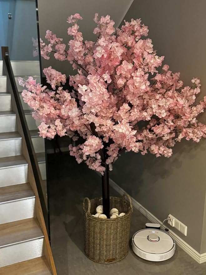 Artificial Cherry Tree with Blooming Pink Flowers - No Maintenance Home & Garden Decor