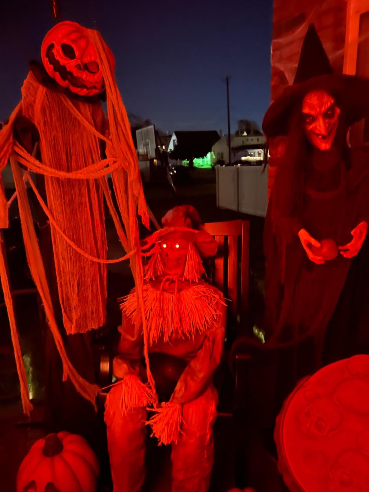 Terrifying Sitting Scarecrow Prop with Candy Bowl