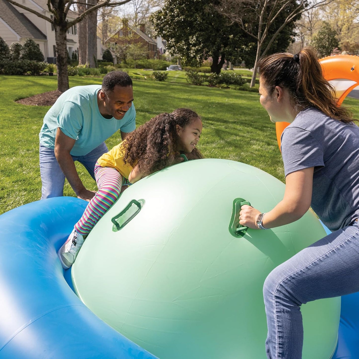 🎈Giant 8ft Inflatable Dome Rocker with Handles for Backyard Fun! 🛡️