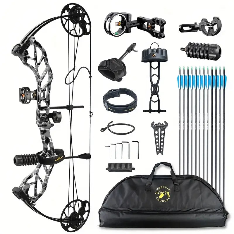 Adjustable Compound Bow Set for Adults & Teens – 19-70lbs, 320FPS, Ready-to-Shoot Hunting & Target Archery Kit