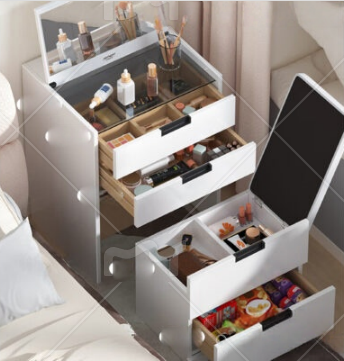 3-in-1 Makeup Desk, Bedside Table and Storage Cabinet
