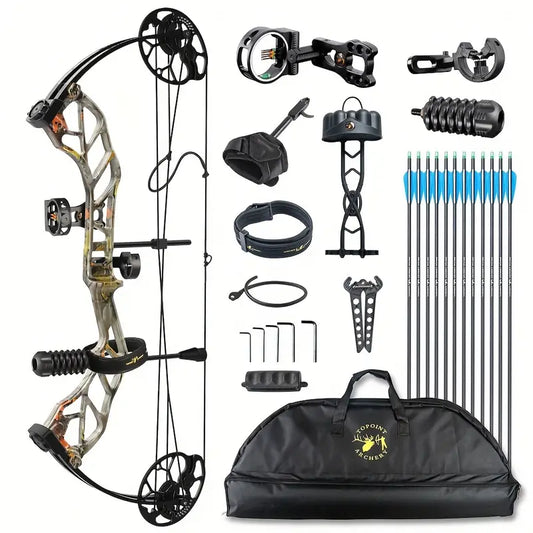 Adjustable Compound Bow Set for Adults & Teens – 19-70lbs, 320FPS, Ready-to-Shoot Hunting & Target Archery Kit