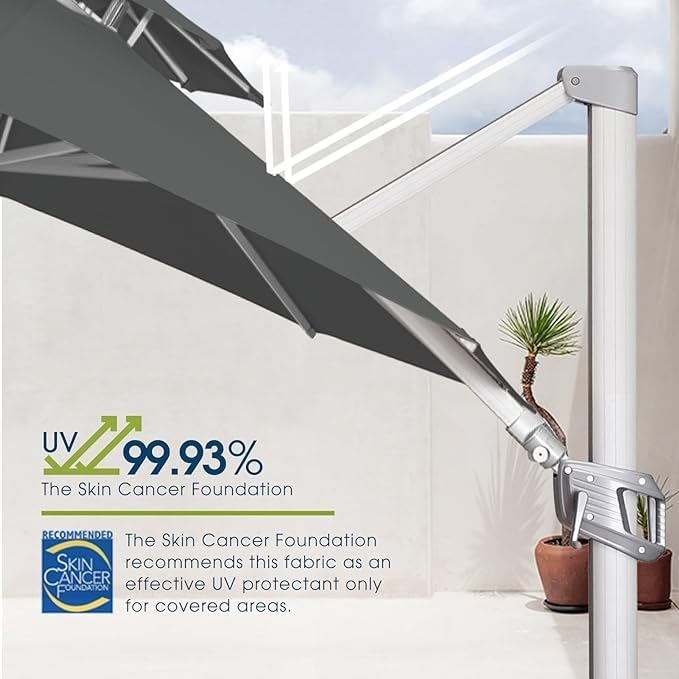 11FT Cantilever Patio Umbrella with 360° Rotation & Adjustable Tilt, Heavy-Duty Outdoor Offset Umbrella