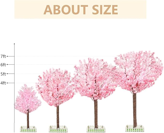 Artificial Cherry Tree with Blooming Pink Flowers - No Maintenance Home & Garden Decor
