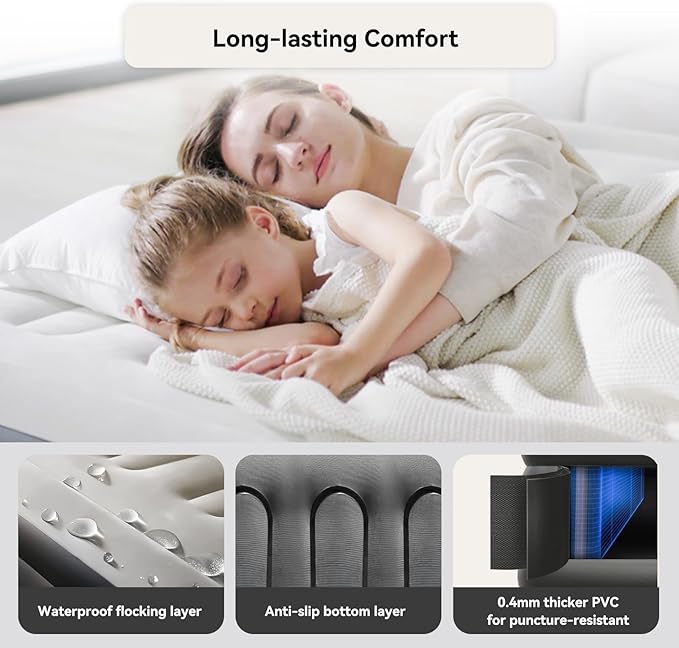 18" Instant Inflation Queen Air Bed for Camping & Guests