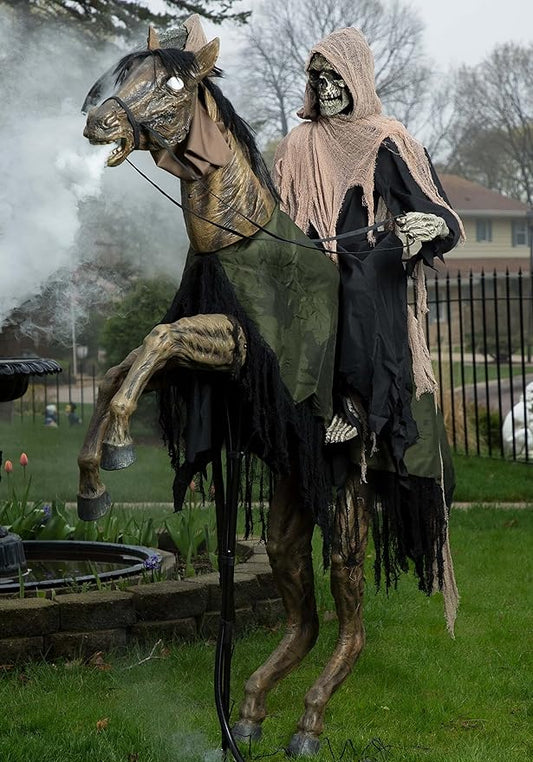 Terrifying 7FT Moving Skeleton Horse with Reaper – Sound and Fog Effects