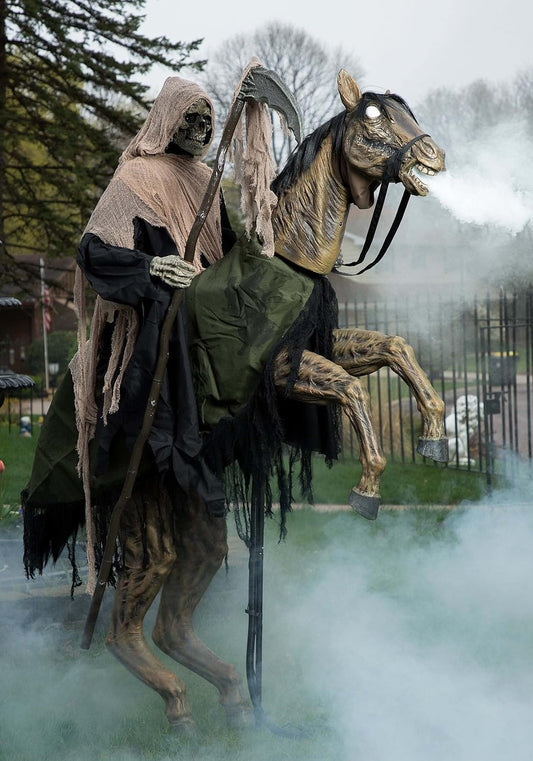 Terrifying 7FT Moving Skeleton Horse with Reaper – Sound and Fog Effects