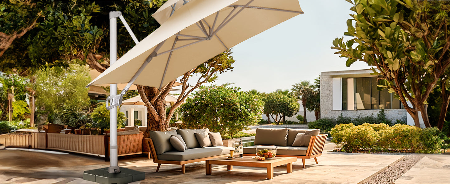 11FT Cantilever Patio Umbrella with 360° Rotation & Adjustable Tilt, Heavy-Duty Outdoor Offset Umbrella