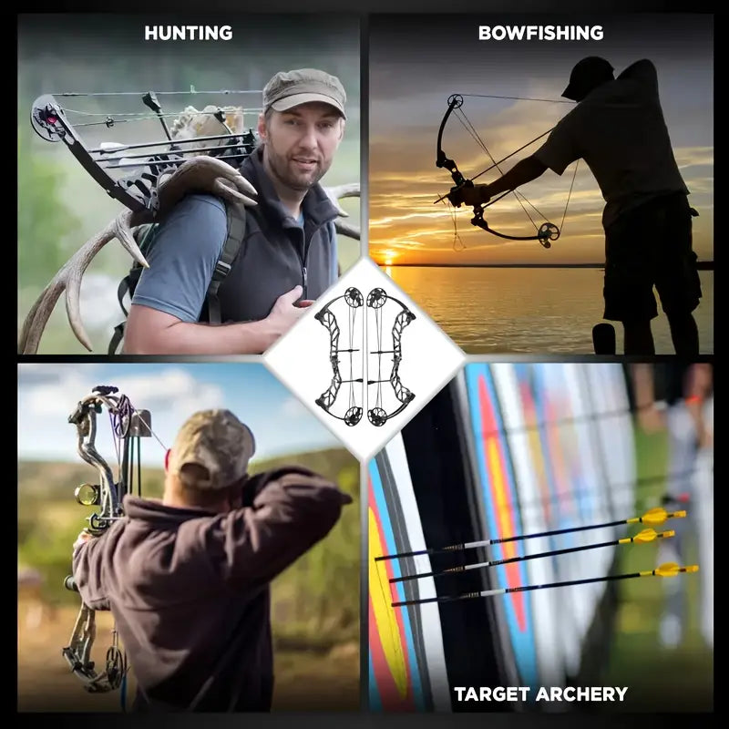 Adjustable Compound Bow Set for Adults & Teens – 19-70lbs, 320FPS, Ready-to-Shoot Hunting & Target Archery Kit