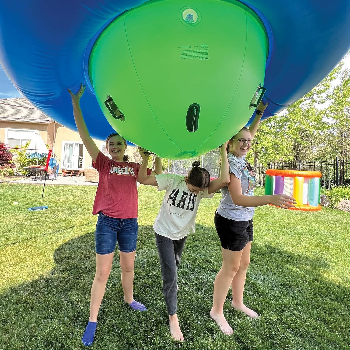 🎈Giant 8ft Inflatable Dome Rocker with Handles for Backyard Fun! 🛡️